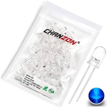 18mm Leg 5mm Straw Hat LED Water Clear Pure Green Use 3V 20mA - Görsu Elektronik