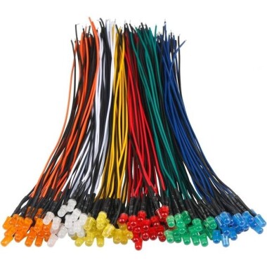 220V 5mm Orange LED Indicator Light With 20cm Cable - Görsu Elektronik