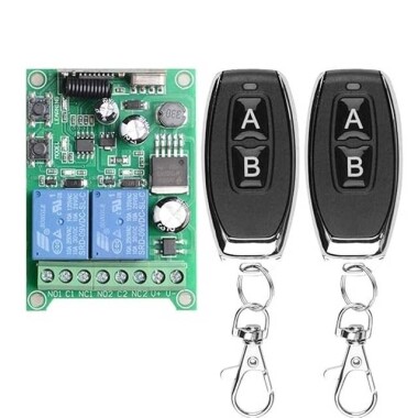 433MHz 12V 2 Channel Relay Module Wireless Remote Control Switch - Without Battery - Görsu Elektronik
