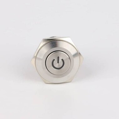 Flat Head 22mm 12-24V Waterproof Momentary Self-Resert Metal Push Button Switch With Red Led Light - Görsu Elektronik