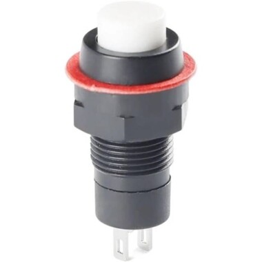 White DS-211 10mm 2 PIN Self-Locking Round Button Switch - Görsu Elektronik