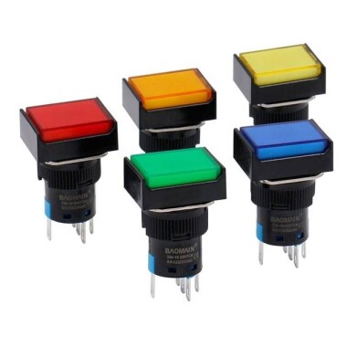 Yellow LA128A 220V 8PIN 16mm Thread Self-Locking Round Push Button Switch - Görsu Elektronik