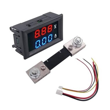 0.28 Inch 100V 100A Dual Led Voltmeter Ammeter Blue+Red With Diverter - Görsu Elektronik