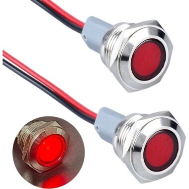 22-28V 5mm White LED Metal Indicator Light With 20cm Cable - Görsu Elektronik