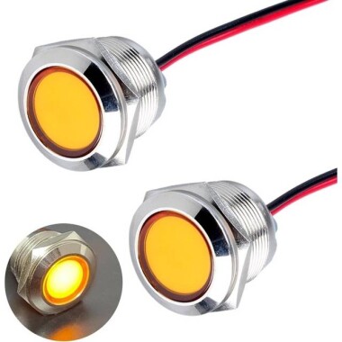 22-28V 8mm Yellow LED Indicator Light With 20cm Cable - Görsu Elektronik
