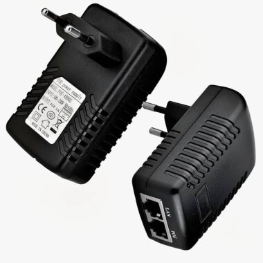 24V 1A 100M PoE Injector UK Plug - Silver Network Port - Görsu Elektronik