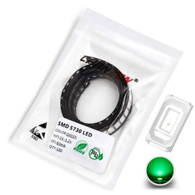 5730 (5630) 0.2W SMD LED Pure Green - Görsu Elektronik