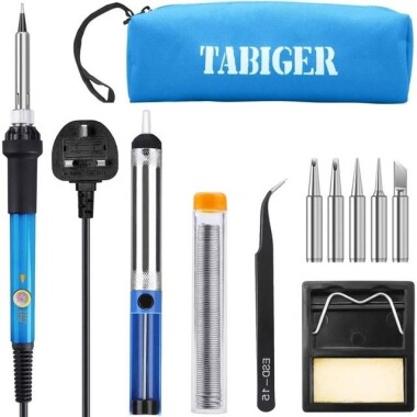 60W Adjustable Temperature Soldering Iron With 5pcs Soldering Tips UK Plug High Quality - Görsu Elektronik