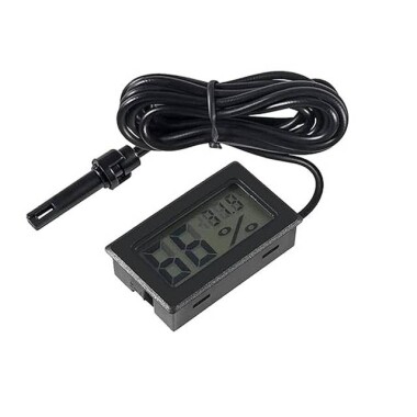 Black FY-12 Mini LCD Digital Thermometer Hygrometer Fridge Freezer Tester Temperature Humidity Meter With 1.5 Meter Wire Without Battery - Görsu Elektronik