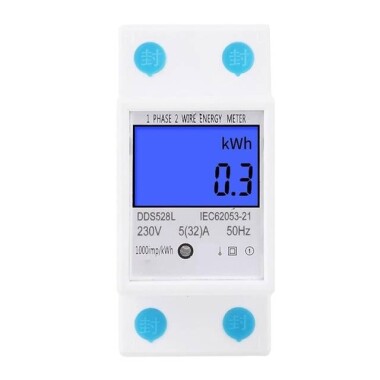 DDS528L 5-32A 230V 50Hz Digital LCD Single Phase Energy Meter Watt Meter DIN Rail Mounting Without Battery - Görsu Elektronik