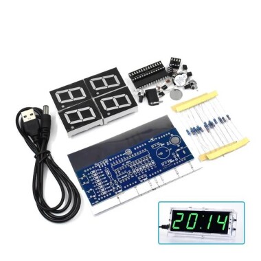 DIY Green Led Electronic Microcontroller Digital Clock Time Kit - Görsu Elektronik