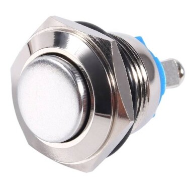 Flat Head 16mm 12-24V Waterproof Self-Locking Metal Push Button Switch With Yellow Led Light And Switch Socket Button Connector - Görsu Elektronik