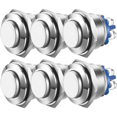 Flat Head 16mm 3-6V 5A Waterproof Self-Locking Metal Push Button Switch With Green Led Light - Görsu Elektronik