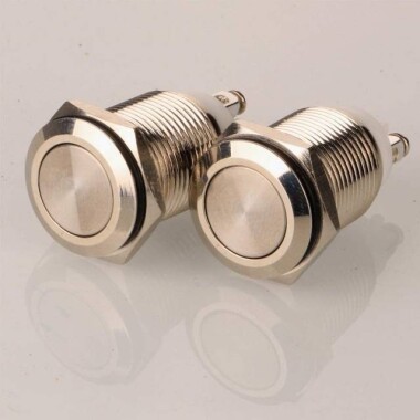 Flat Head 16mm 3-6V 5A Waterproof Self-Locking Metal Push Button Switch With Red Led Light - Görsu Elektronik