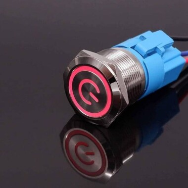 Flat Head 22mm 110-220V Waterproof Momentary Self-Reset Metal Push Button Switch With Red Led Light - Görsu Elektronik