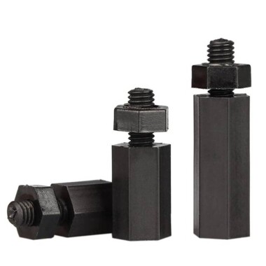 M2-5x12+6mm Black Hexagonal Nylon Column Single Head - Görsu Elektronik