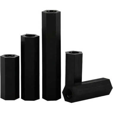 M3x45mm Black Nylon Double Pass Hexagonal Column Isolation Column - Görsu Elektronik