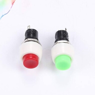 Red DS-450 10mm 2 PIN Self-Locking On-Off Push Button Switch - Görsu Elektronik