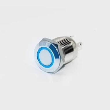 Short 12mm 3-6V Waterproof Momentary Self-Resert Metal Push Button Switch With Blue Led Light - Görsu Elektronik