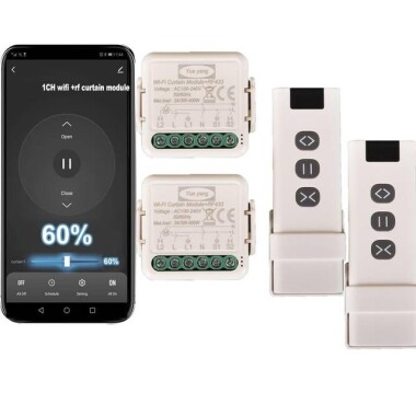 Tuya Wifi Curtain Switch Module (90-250V) RF 433Mhz For Alexa Original Packing Two Types Of Printing Are Distributed Randomly Size: 59x53x28cm - Görsu Elektronik