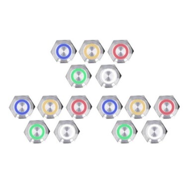 Ultra-Short Flat Head 16mm 3-6V Waterproof Momentary Self-Resert Ultra-Thin Touch Metal Push Button With Blue Led Light - Görsu Elektronik