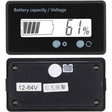 White 12V-84V Lead-Acid 3-24 Strings Lithium Battery Power Display Meter Power Display Self Setting - Görsu Elektronik