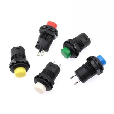 White DS-427 12mm 2 PIN Lock-Free Self-Reset On-Off Push Button Switch - Görsu Elektronik