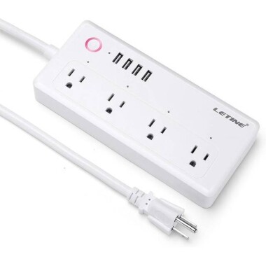 White Tuya Wifi Smart Power Strip 2 Usb AC Plug 15A 1.8M For Alexa Google Home US Plug - Görsu Elektronik