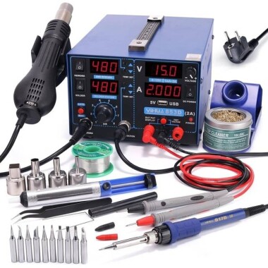 YIHUA853D USB 15V 1A Digital Display Hot Air Desoldering Station Power Supply EU Plug - Görsu Elektronik