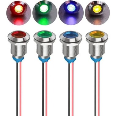 12mm 3-9V Kırmızı LED Metal Sinyal Lambası - Metal İndicator Light - Görsu Elektronik