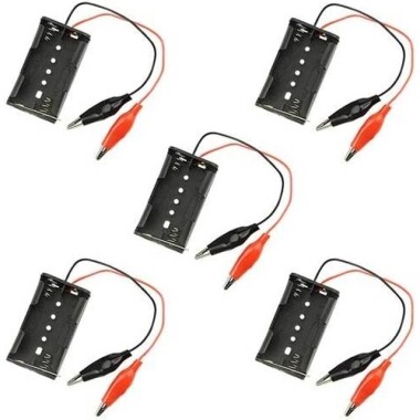 2'li AA Pil Yuvası Krokodil Kablolu - Görsu Elektronik