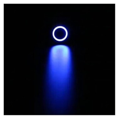 Düz Kafa 16mm 110-220V Su Geçirmez Kendinden Kilitli Metal Push Buton Mavi Ledli - Görsu Elektronik