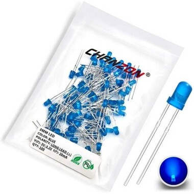 Geniş Açılı 3V 20mA 234 Mavi Dikdörtgen Led 28mm Bacak Uzunluğu - Görsu Elektronik