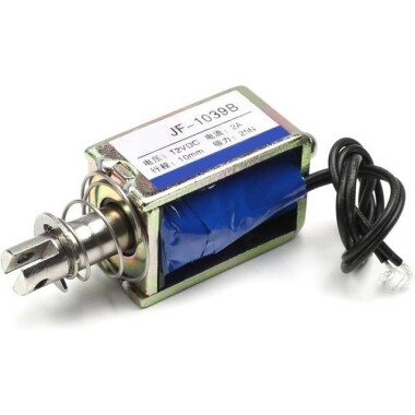 JF-1039B 12V DC 25N 10mm İtme-Çekme Geçirgen Elektromıknatıs Kilit - Görsu Elektronik