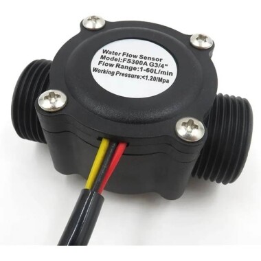 Siyah Su Akış Sensörü FS300A Debimetre G3/4 1-60L/dak 5V-24V - Görsu Elektronik