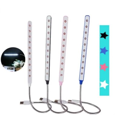 10 Led'li Okuma Lambası Led USB Ultra Parlak Kitap Açık Mavi - Görsu Elektronik