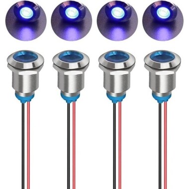 12mm 3-9V Mavi LED Metal Sinyal Lambası - Metal İndicator Light - Görsu Elektronik