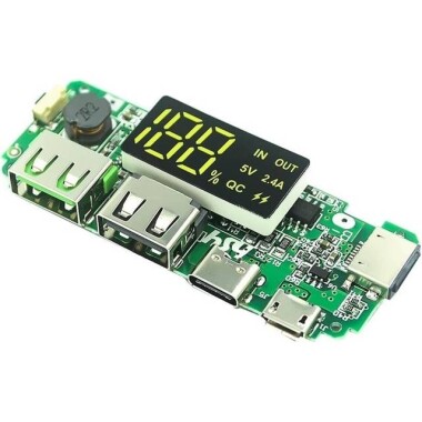 18650 5V 2.4A Lityum Pil Dijital Ekran Şarj Modülü Çift Usb Çıkış BAndı Ekran Güçlendirici Modülü - Görsu Elektronik