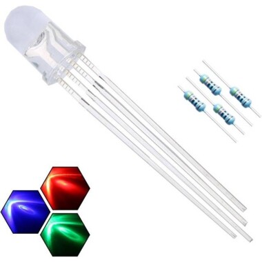 22-28V 8mm Şeffaf Mor LED 20cm Kablolu - Görsu Elektronik