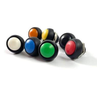 Beyaz Su Geçirmez PBS-33B 12mm 2 Pin Kendinden Sıfırlamalı Mini Yuvarlak Buton - Görsu Elektronik