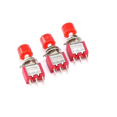 Kırmızı DS-612 6mm 3 Pin Mini Anlık Kendini Sıfırlamalı Otomatik Dönüş Push Buton - Görsu Elektronik