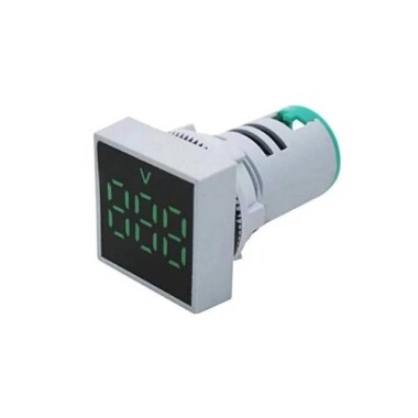 Yeşil AC60-500V 22mm AD16-22FSV Kare Buzlu Kapaklı LED Voltmetre - Görsu Elektronik