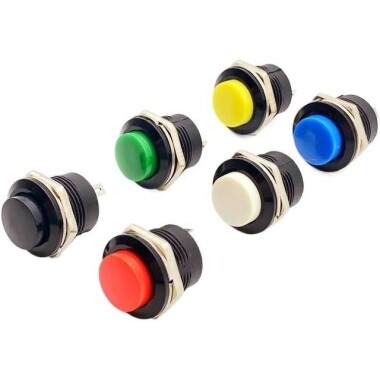 Yeşil R13-507 16mm 2 Pin Anlık Kendini Sıfırlama Yuvarlak Kapaklı Basmalı Düğme Anahtarı - Görsu Elektronik