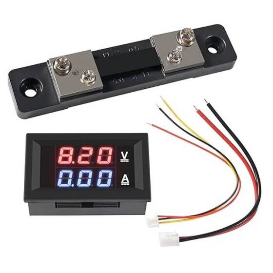 0.28 inç 100V 50A Çift Led Voltmetre Ampermetre Mavi+Kırmızı - 2
