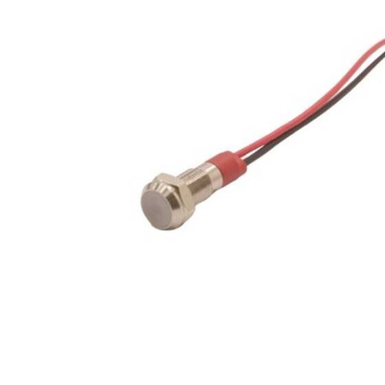 06L-P1 6mm 12-24V Kablolu Metal Sinyal Lambası - Beyaz - 1