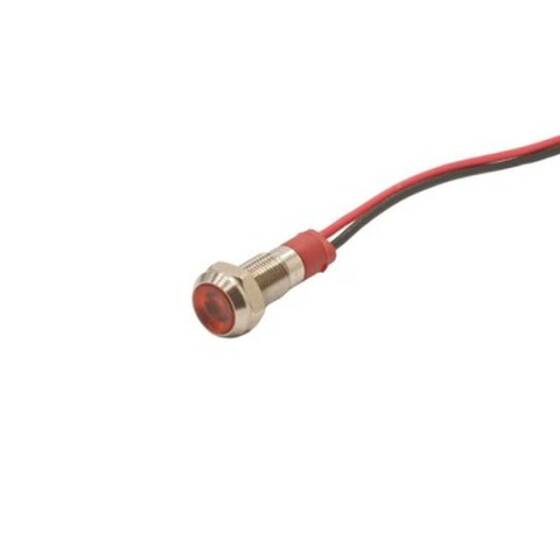 06L-P1 6mm 12-24V Kablolu Metal Sinyal Lambası - Kırmızı - 1