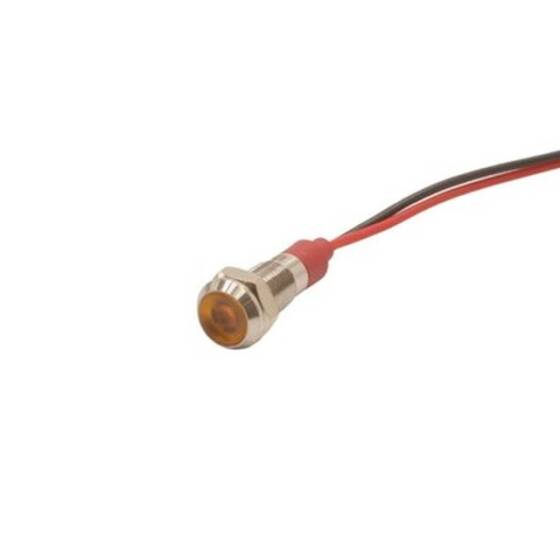 06L-P1 6mm 12-24V Kablolu Metal Sinyal Lambası - Sarı - 1