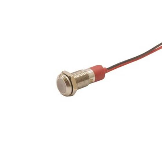 08L-P1 8mm 12-24V Kablolu Metal Sinyal Lambası - Beyaz - 1