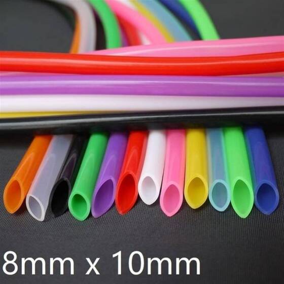 1 metre Gök Mavi si Esnek Kauçuk Şeffaf Hortum - Slikon Tüp ID 8mm X 10mm OD - 2