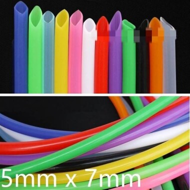 1 metre Gül Kırmızı Esnek Kauçuk Şeffaf Hortum - Slikon Tüp ID 5mm X 7mm OD - 1